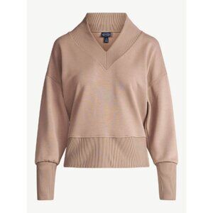 Scoop Women's and Women's Plus New Scubaknit V Neck Sweatshirt, Sizes XS-4X